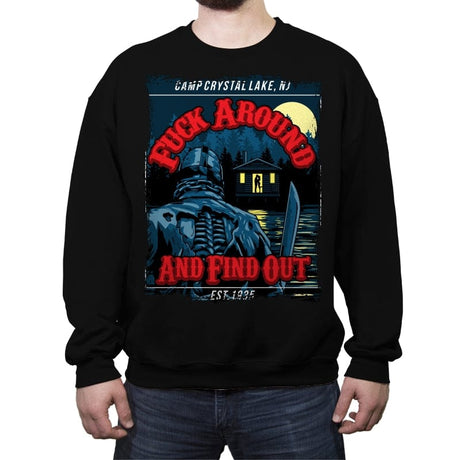 'F' Around at Crystal Lake - Crew Neck Sweatshirt Crew Neck Sweatshirt RIPT Apparel Small / Black