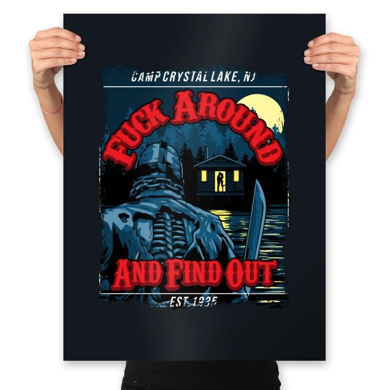 'F' Around at Crystal Lake - Prints Posters RIPT Apparel 18x24 / Black