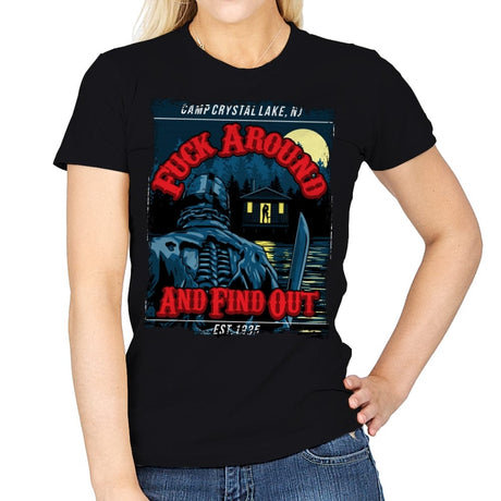 'F' Around at Crystal Lake - Womens T-Shirts RIPT Apparel Small / Black