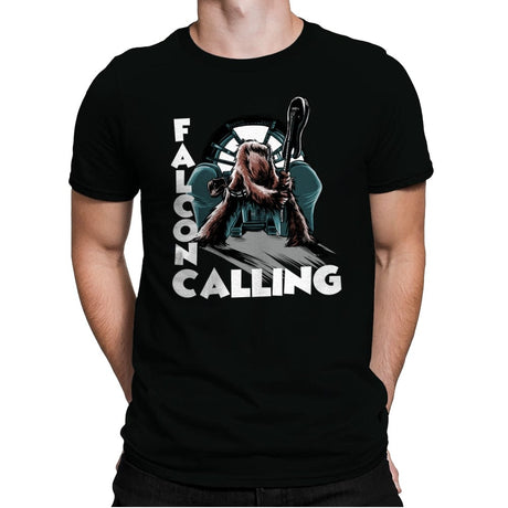 Falcon Calling - Mens Premium T-Shirts RIPT Apparel Small / Black