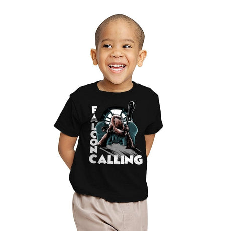 Falcon Calling - Youth T-Shirts RIPT Apparel X-small / Black