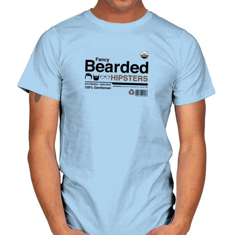 Fancy Bearded Hipster - Mens T-Shirts RIPT Apparel Small / Light Blue