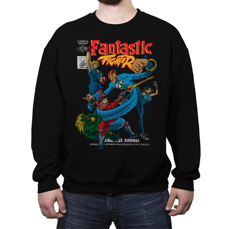 Fantastic Fighter - Crew Neck Sweatshirt Crew Neck Sweatshirt RIPT Apparel Small / Black