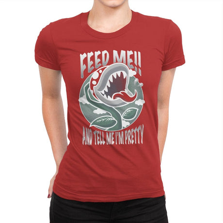 Feed Me!! - Womens Premium T-Shirts RIPT Apparel Small / Red