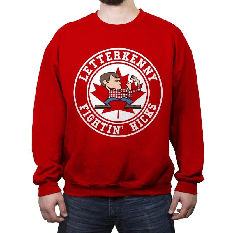 Fightin' Hicks - Crew Neck Sweatshirt Crew Neck Sweatshirt RIPT Apparel Small / Red