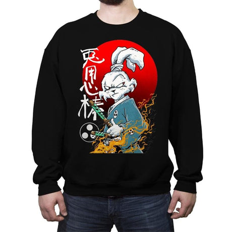 Fighting Rabbit - Best Seller - Crew Neck Sweatshirt Crew Neck Sweatshirt RIPT Apparel Small / Black