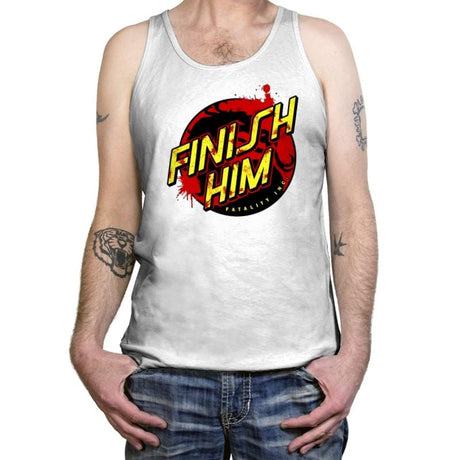 Finish Him! - Tanktop Tanktop RIPT Apparel X-Small / White