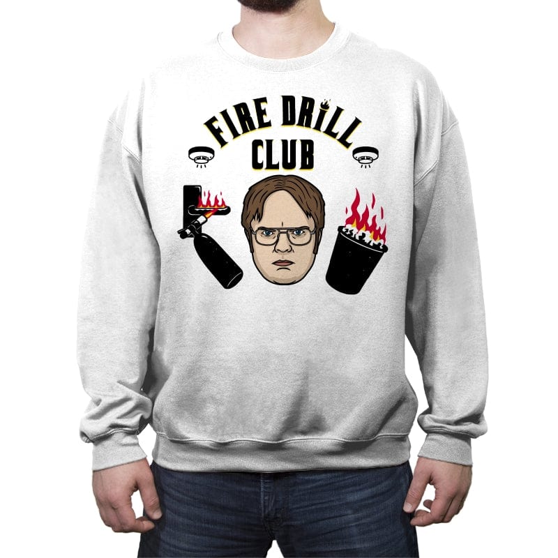 Fire Drill Club! - Crew Neck Sweatshirt Crew Neck Sweatshirt RIPT Apparel Small / White