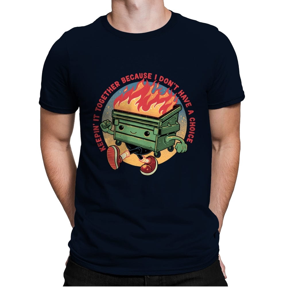 Flaming Dumpster - Mens Premium T-Shirts RIPT Apparel Small / Midnight Navy