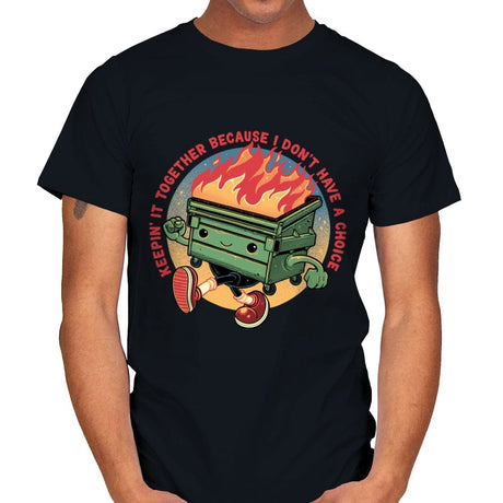 Flaming Dumpster - Mens T-Shirts RIPT Apparel Small / Black