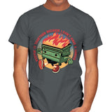 Flaming Dumpster - Mens T-Shirts RIPT Apparel Small / Charcoal