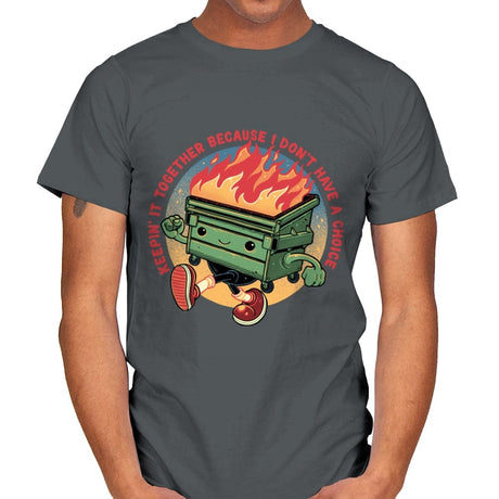 Flaming Dumpster - Mens T-Shirts RIPT Apparel Small / Charcoal