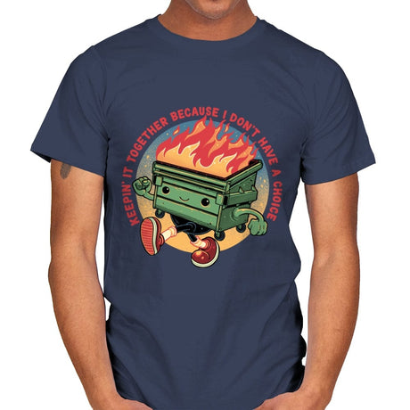 Flaming Dumpster - Mens T-Shirts RIPT Apparel Small / Navy