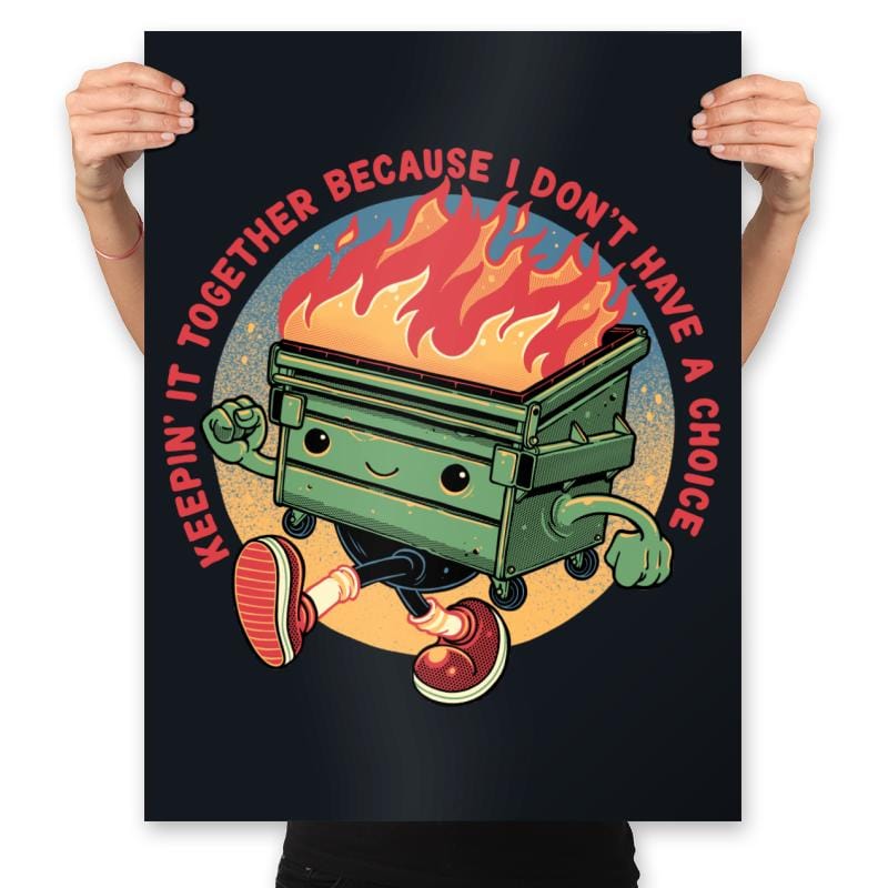 Flaming Dumpster - Prints Posters RIPT Apparel 18x24 / Black