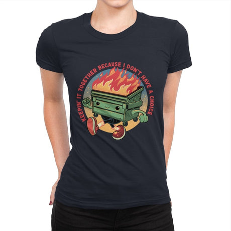 Flaming Dumpster - Womens Premium T-Shirts RIPT Apparel Small / Midnight Navy