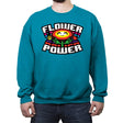 Flower Power Up - Crew Neck Sweatshirt Crew Neck Sweatshirt RIPT Apparel Small / Antique Sapphire