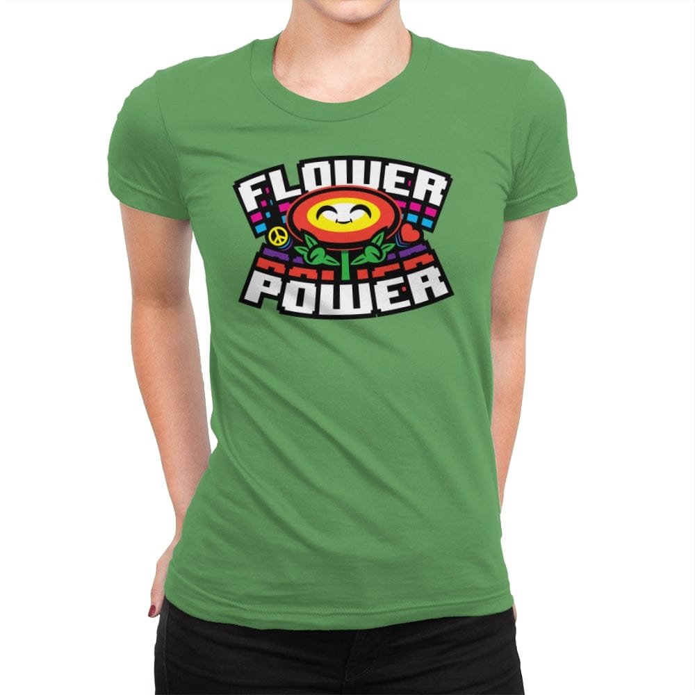 Flower Power Up - Womens Premium T-Shirts RIPT Apparel Small / Kelly