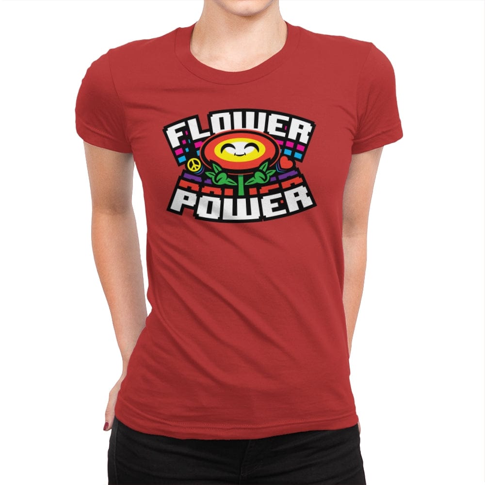 Flower Power Up - Womens Premium T-Shirts RIPT Apparel Small / Red