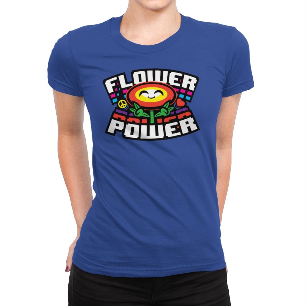 Flower Power Up - Womens Premium T-Shirts RIPT Apparel Small / Royal