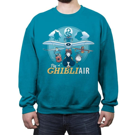 Fly Ghibli Air - Crew Neck Sweatshirt Crew Neck Sweatshirt RIPT Apparel Small / Antique Sapphire