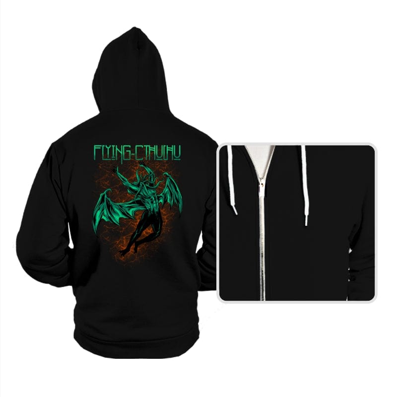 Flying Cthulhu - Hoodies Hoodies RIPT Apparel Small / Black