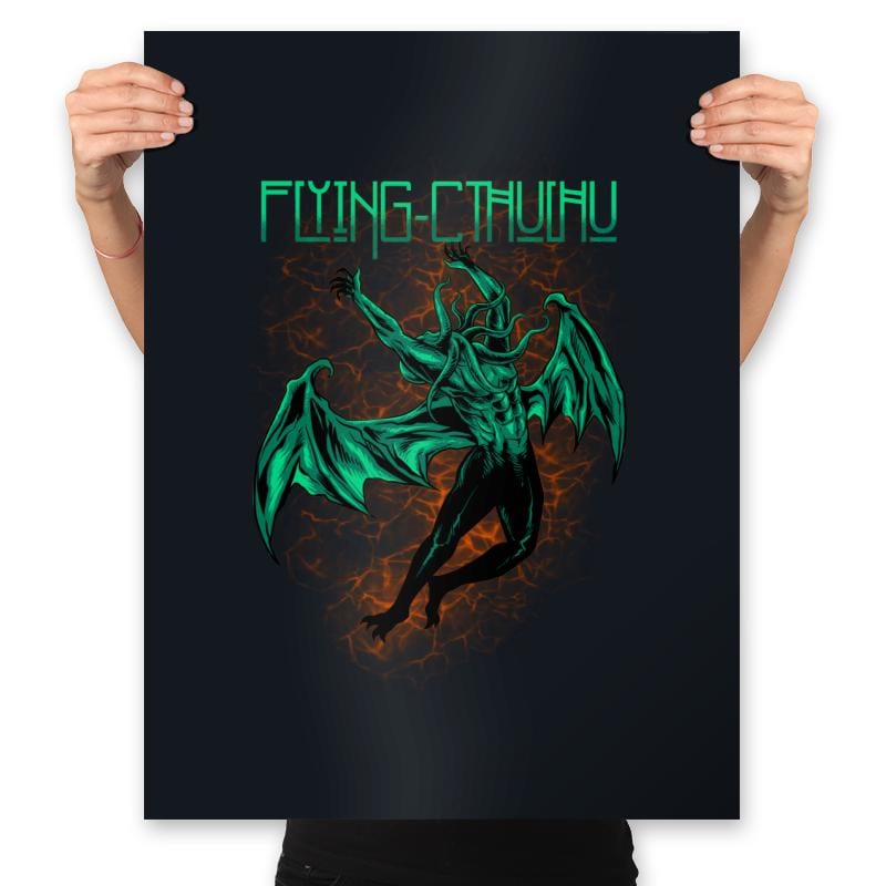 Flying Cthulhu - Prints Posters RIPT Apparel 18x24 / Black