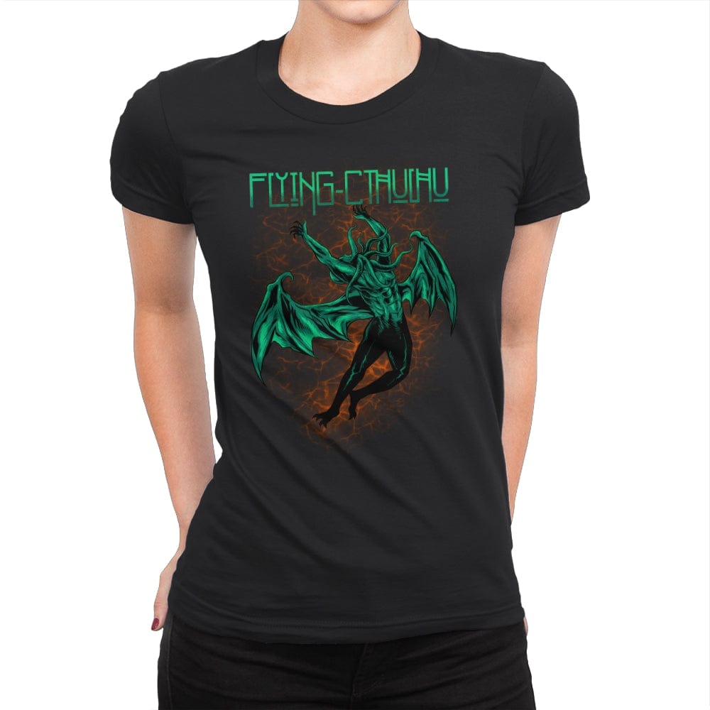 Flying Cthulhu - Womens Premium T-Shirts RIPT Apparel Small / Black