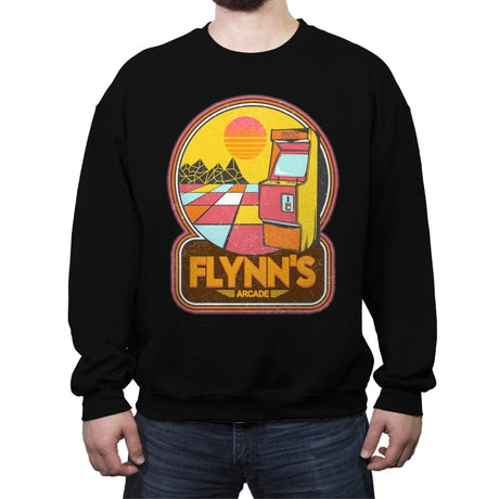 Flynn's Arcade - Crew Neck Sweatshirt Crew Neck Sweatshirt RIPT Apparel Small / Black