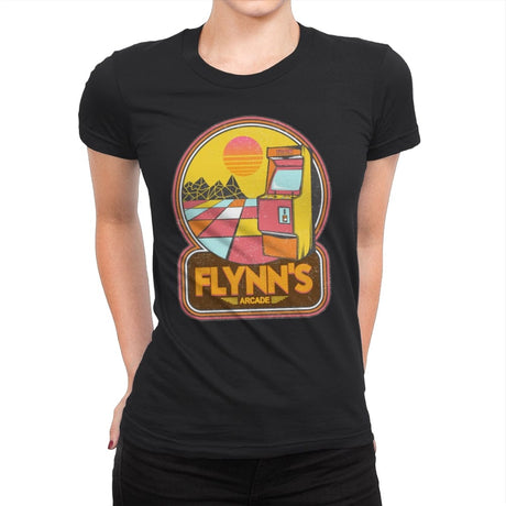 Flynn's Arcade - Womens Premium T-Shirts RIPT Apparel Small / Black