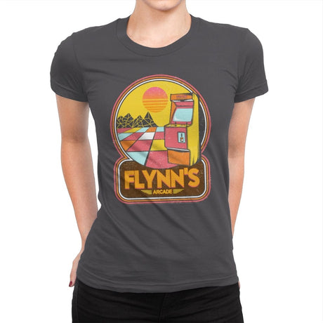 Flynn's Arcade - Womens Premium T-Shirts RIPT Apparel Small / Heavy Metal