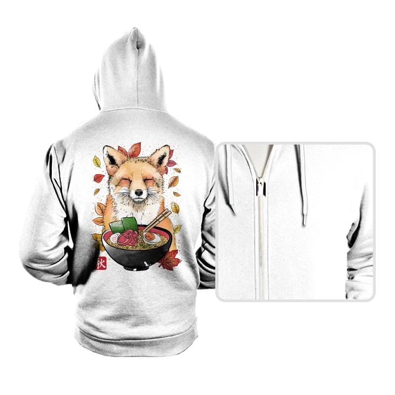 Fox, Leaves and Ramen - Hoodies Hoodies RIPT Apparel Small / White