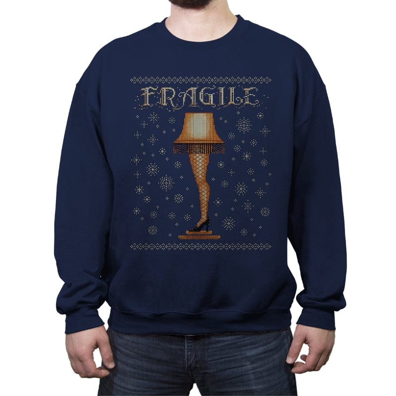 Fragile - Crew Neck Sweatshirt Crew Neck Sweatshirt RIPT Apparel Small / Navy