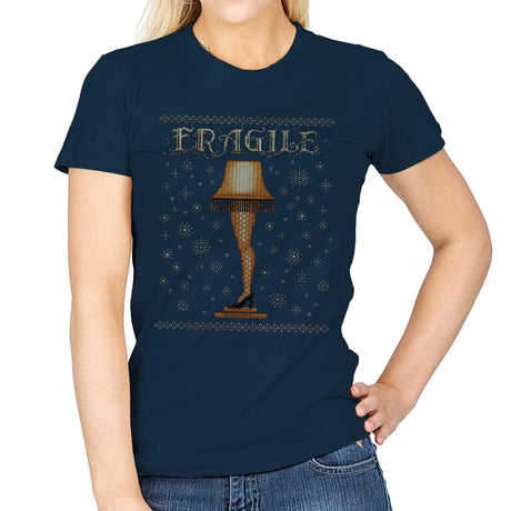 Fragile - Womens T-Shirts RIPT Apparel Small / Navy