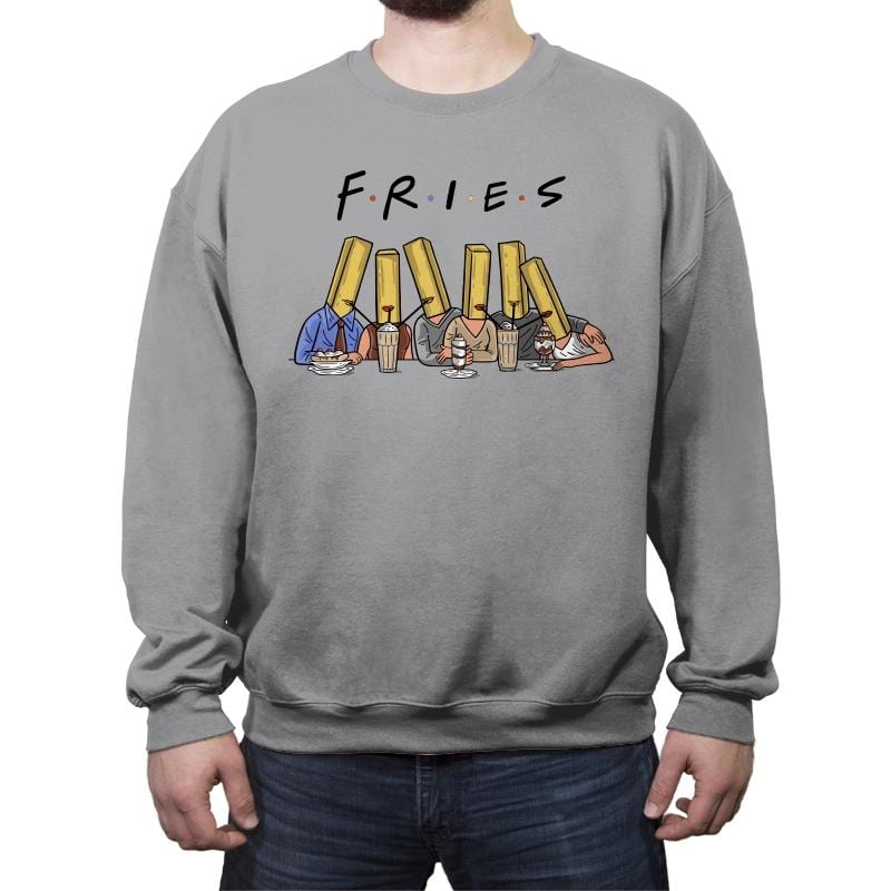 Fries with friends - Crew Neck Sweatshirt Crew Neck Sweatshirt RIPT Apparel Small / Sport Gray