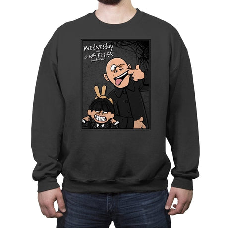 Funny Faces and Hand - Crew Neck Sweatshirt Crew Neck Sweatshirt RIPT Apparel Small / Charcoal