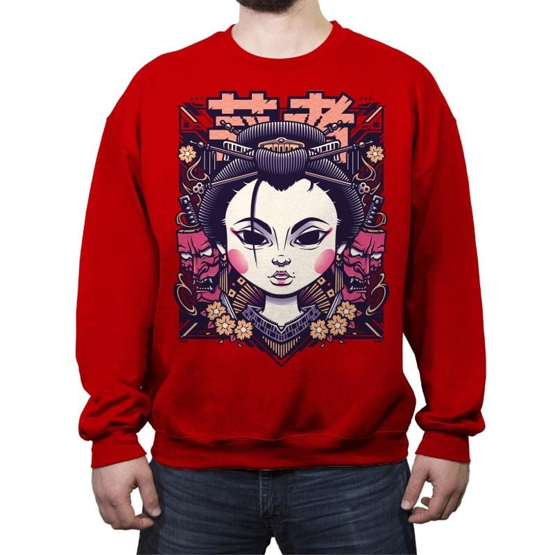 Geishah - Crew Neck Sweatshirt Crew Neck Sweatshirt RIPT Apparel Small / Red