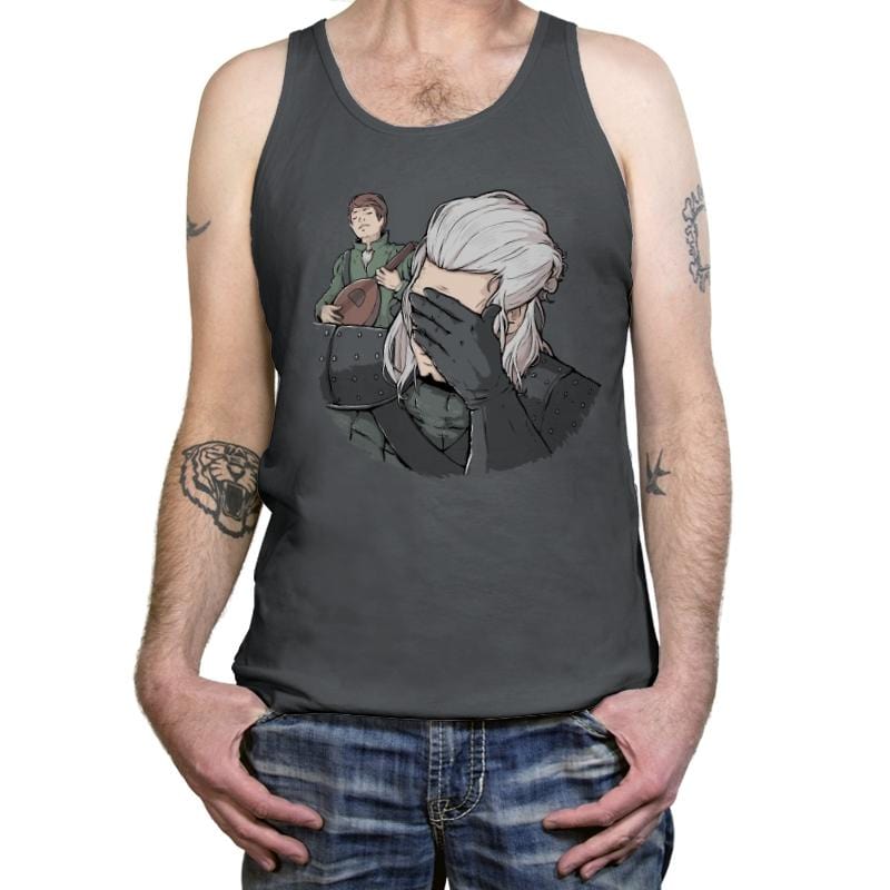 Geralt Face Palm - Tanktop Tanktop RIPT Apparel X-Small / Asphalt