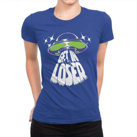 Get in the UFO - Womens Premium T-Shirts RIPT Apparel Small / Royal