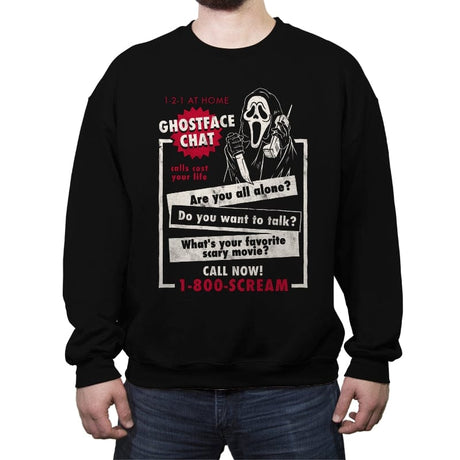 Ghostface Chat - Crew Neck Sweatshirt Crew Neck Sweatshirt RIPT Apparel Small / Black