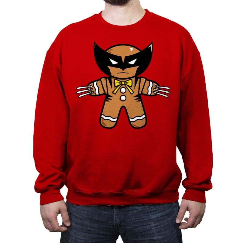 Gingerbread Wolvy - Crew Neck Sweatshirt Crew Neck Sweatshirt RIPT Apparel Small / Red