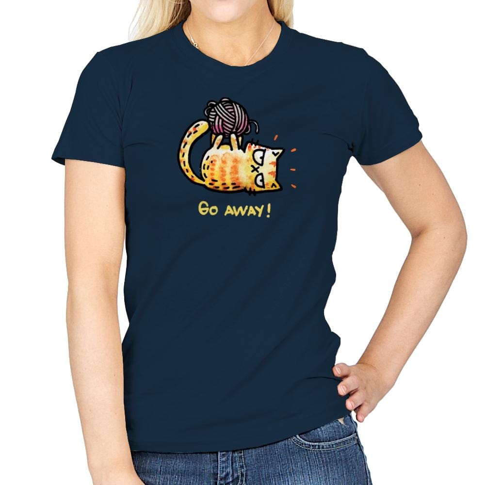 Go Away Right Meow - Womens T-Shirts RIPT Apparel Small / Navy