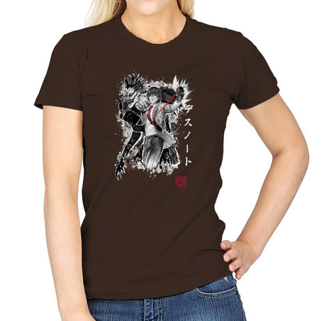 God of the New World - Sumi Ink Wars - Womens T-Shirts RIPT Apparel Small / Dark Chocolate