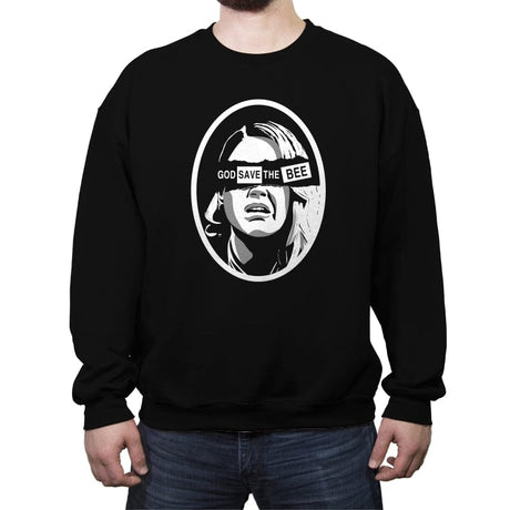 God Save The Bee - Crew Neck Sweatshirt Crew Neck Sweatshirt RIPT Apparel Small / Black