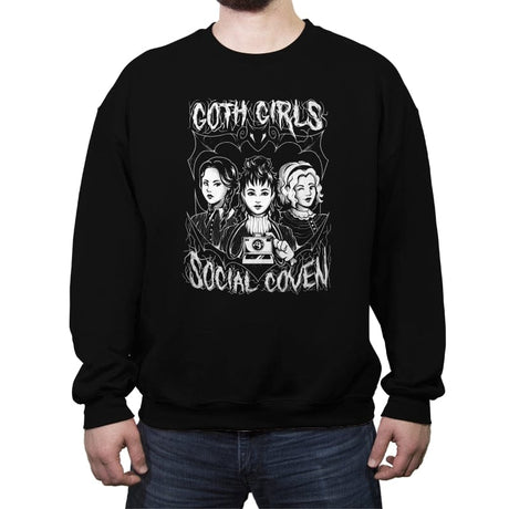 Goth Girls Social Coven - Crew Neck Sweatshirt Crew Neck Sweatshirt RIPT Apparel Small / Black