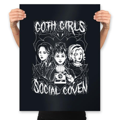 Goth Girls Social Coven - Prints Posters RIPT Apparel 18x24 / Black