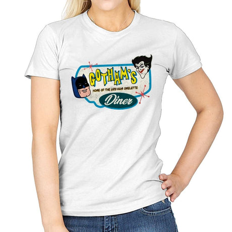 Gotham’s Diner - Womens T-Shirts RIPT Apparel Small / White