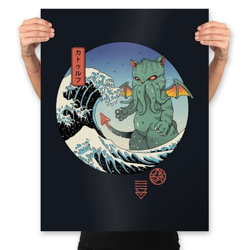 Great Cathulhu Wave - Prints Posters RIPT Apparel 18x24 / Black