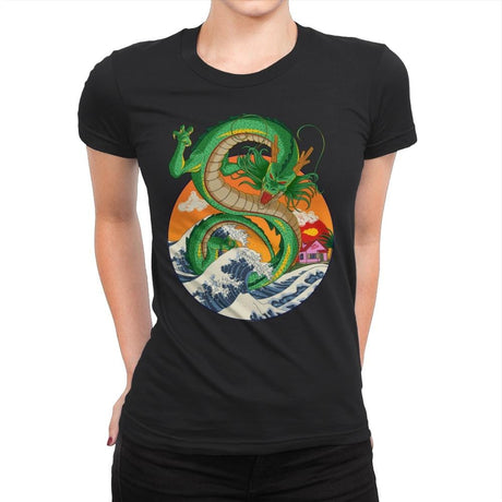 Great Dragon Off Kanagawa - Womens Premium T-Shirts RIPT Apparel Small / Black