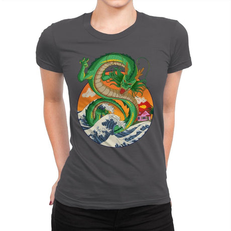 Great Dragon Off Kanagawa - Womens Premium T-Shirts RIPT Apparel Small / Heavy Metal