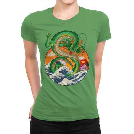 Great Dragon Off Kanagawa - Womens Premium T-Shirts RIPT Apparel Small / Kelly